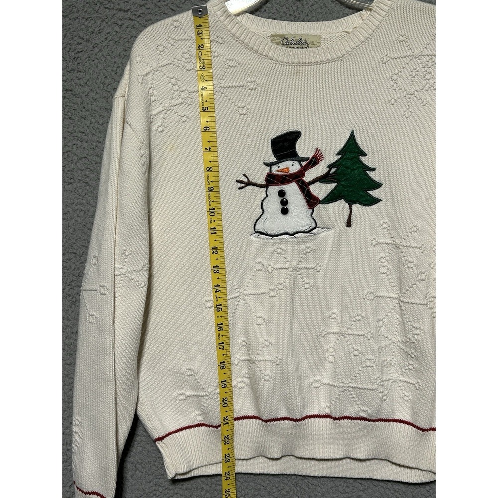 Vintage Cabela White Crew Neck Sweater Festive Snowman Sz XL Christmas Ugly G113 - Picture 5 of 10